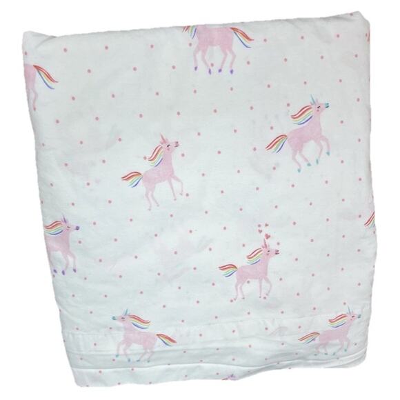 Pottery Barn Kids Pink Rainbow Unicorn Twin Sheet Set Organic Cotton Fitted - Picture 1 of 7